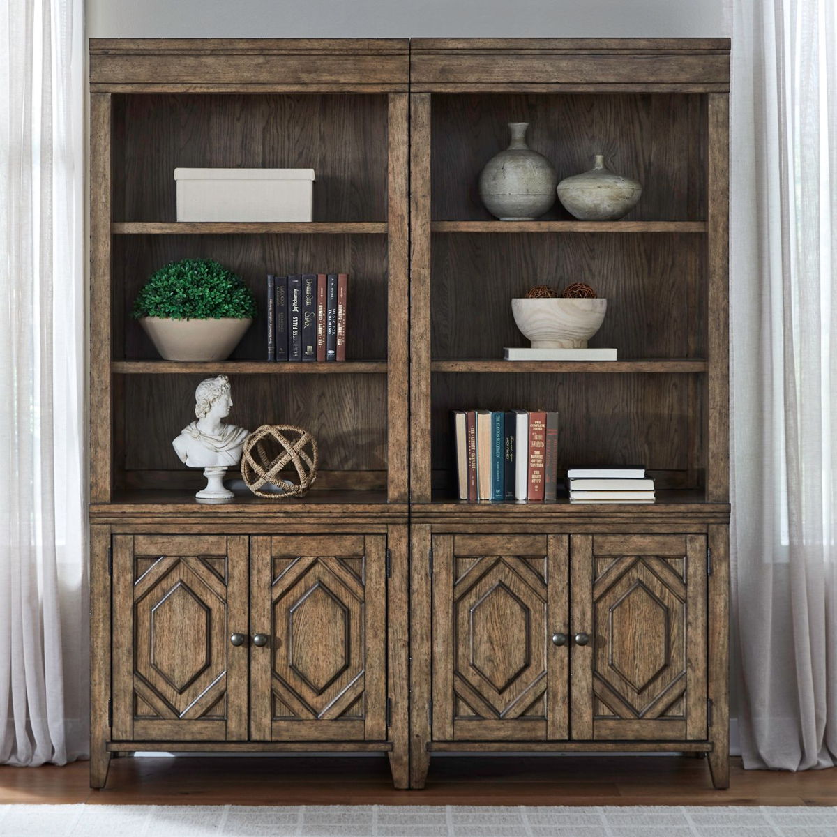Carolina Park - Bunching Bookcase (Set of 2) - Amber Brown
