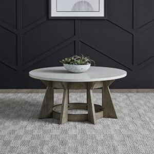 Berkley Square - Round Cocktail Table - Linen & Khaki