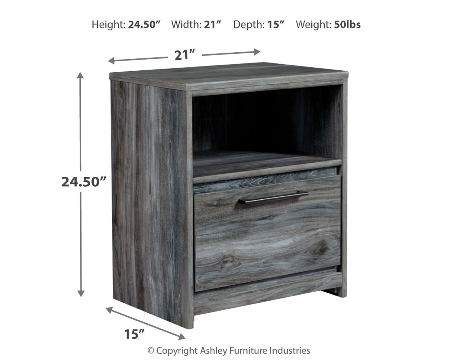 Baystorm - One Drawer Night Stand - Gray - Image 4