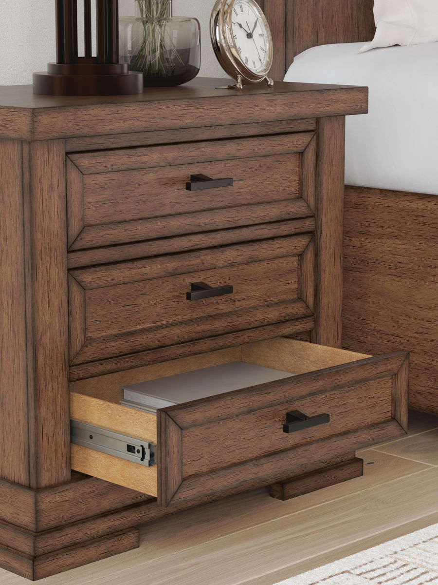 Taffenbrook - Three Drawer Night Stand - Medium Brown - Image 11