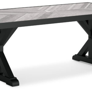 Beachcroft - Rectangular Dining Table With Umbrella Option - Black / Light Gray