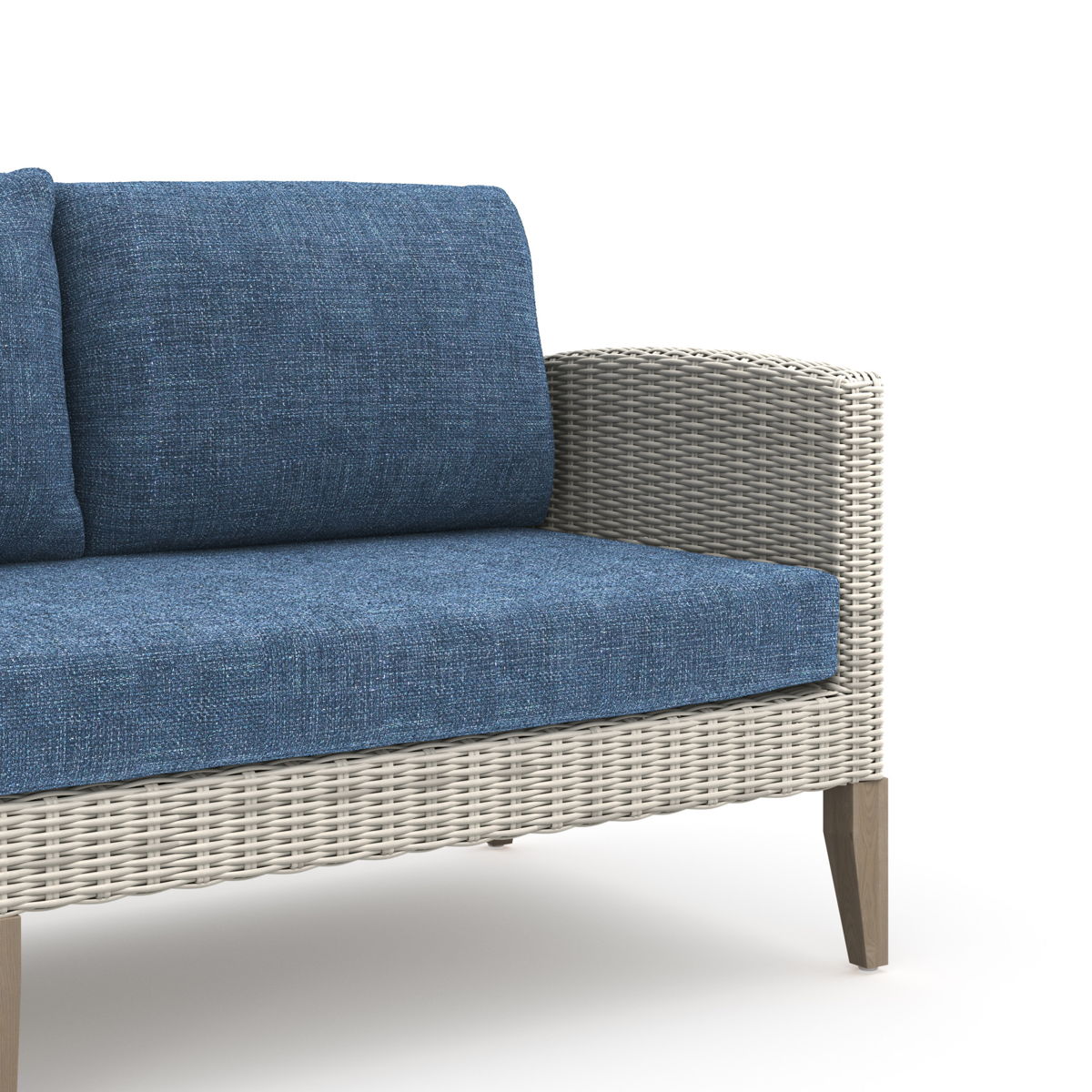 Carezza - 5 Piece Set (Sofa & 2 Club Chairs & 2 Stools) - Dark Blue - Image 2