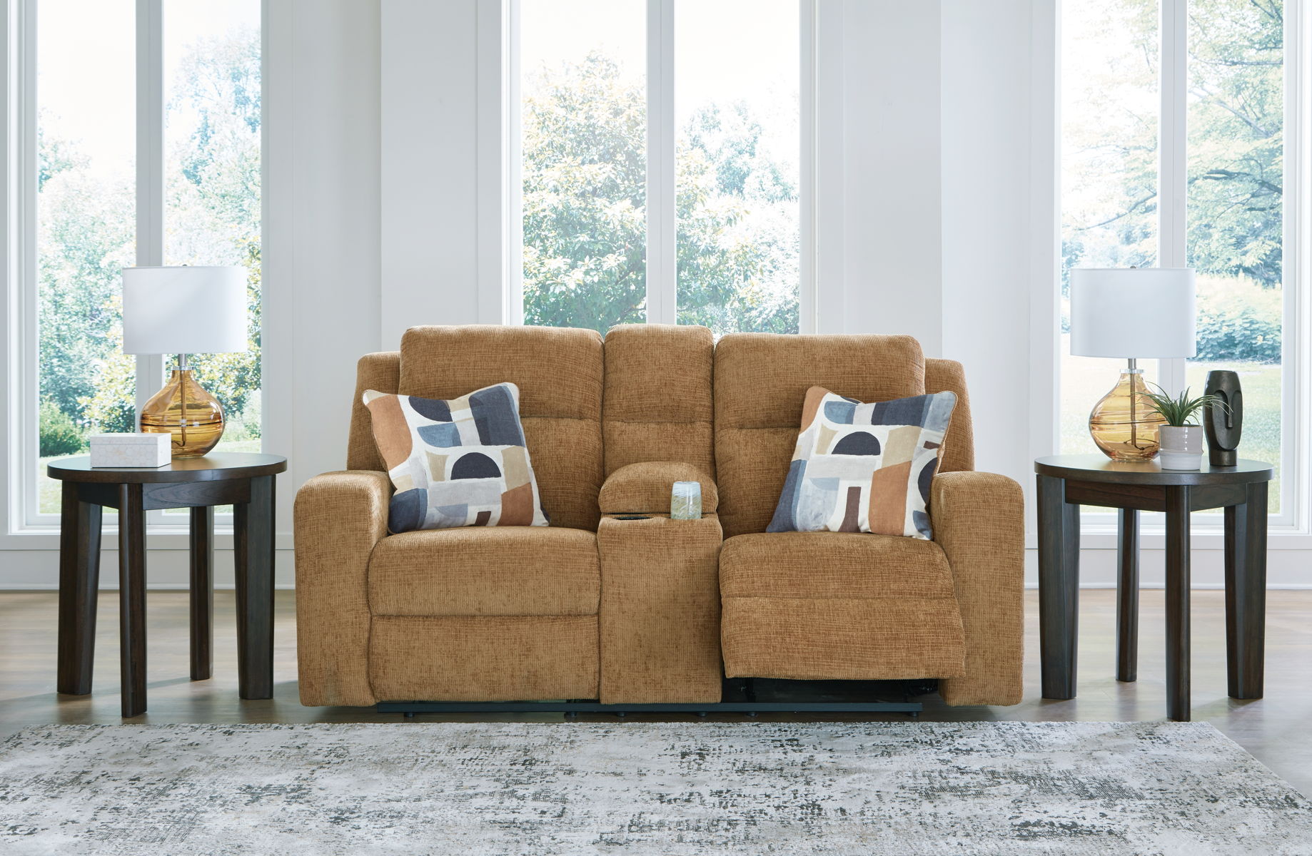 Kanlow - Dbl Reclining Loveseat With Console - Honey - Image 4