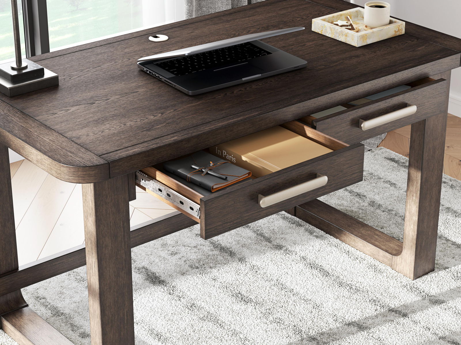 Breckington - Home Office Desk - Dark Brown - Image 10