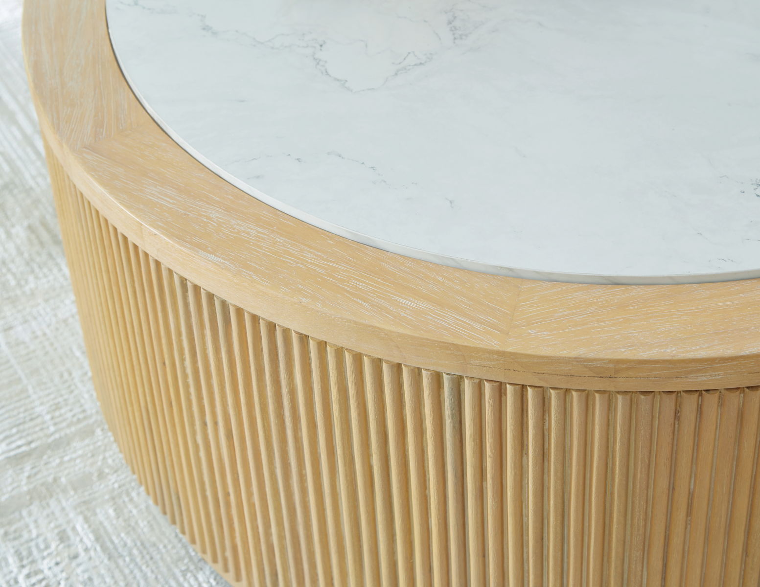 Camdill - Round Cocktail Table - Light Brown / White - Image 8