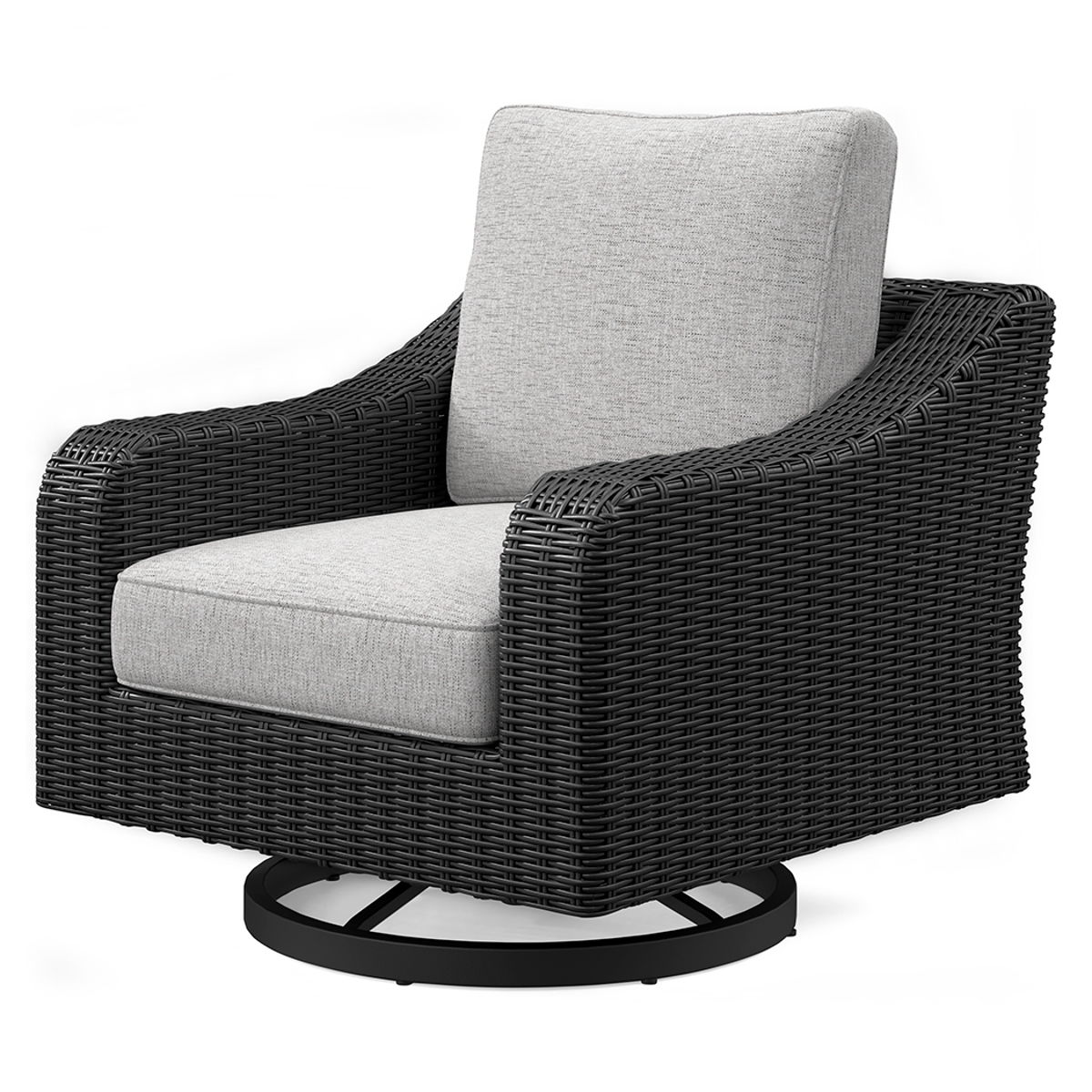 Beachcroft - Swivel Lounge Chair - Black / Light Gray - Image 6