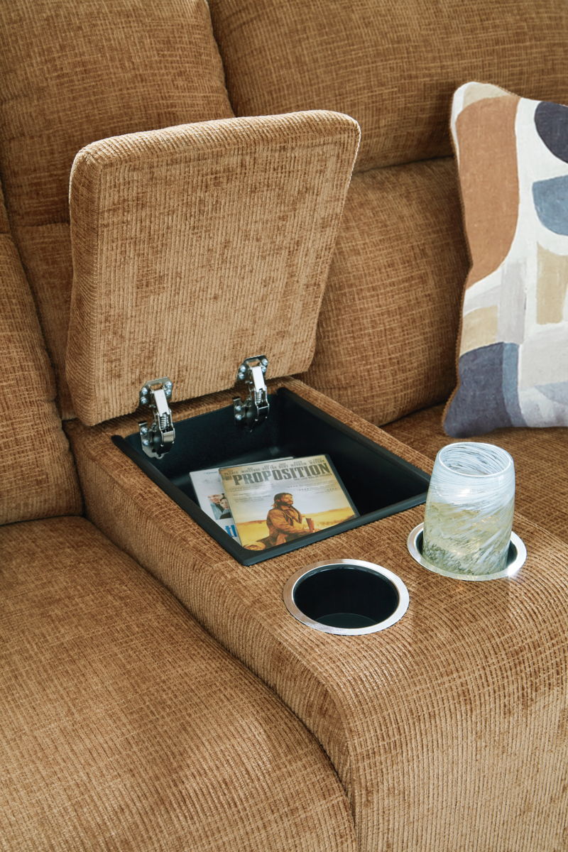Kanlow - Dbl Reclining Loveseat With Console - Honey - Image 9
