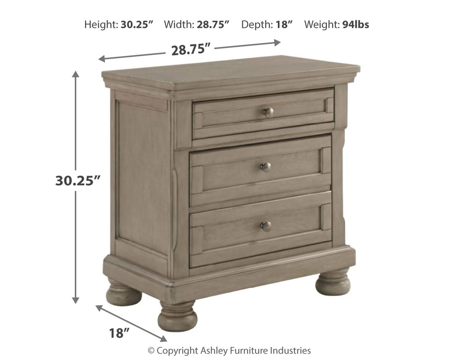Lettner - Two Drawer Night Stand - Light Gray - Image 5