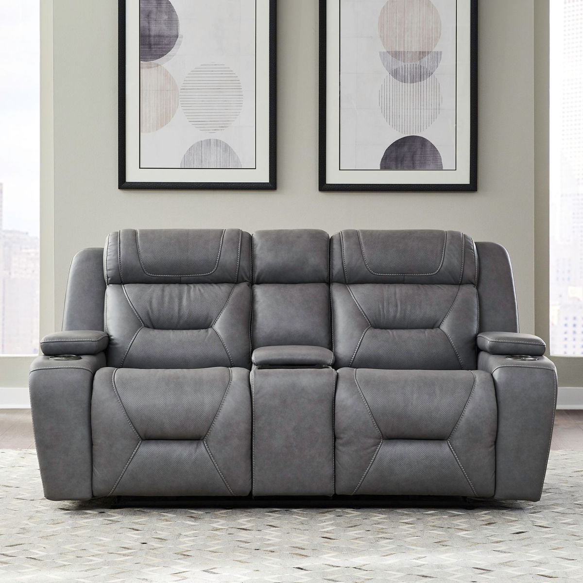 Chapman - Loveseat With Console P2 & ZG - Aline Blue Gray