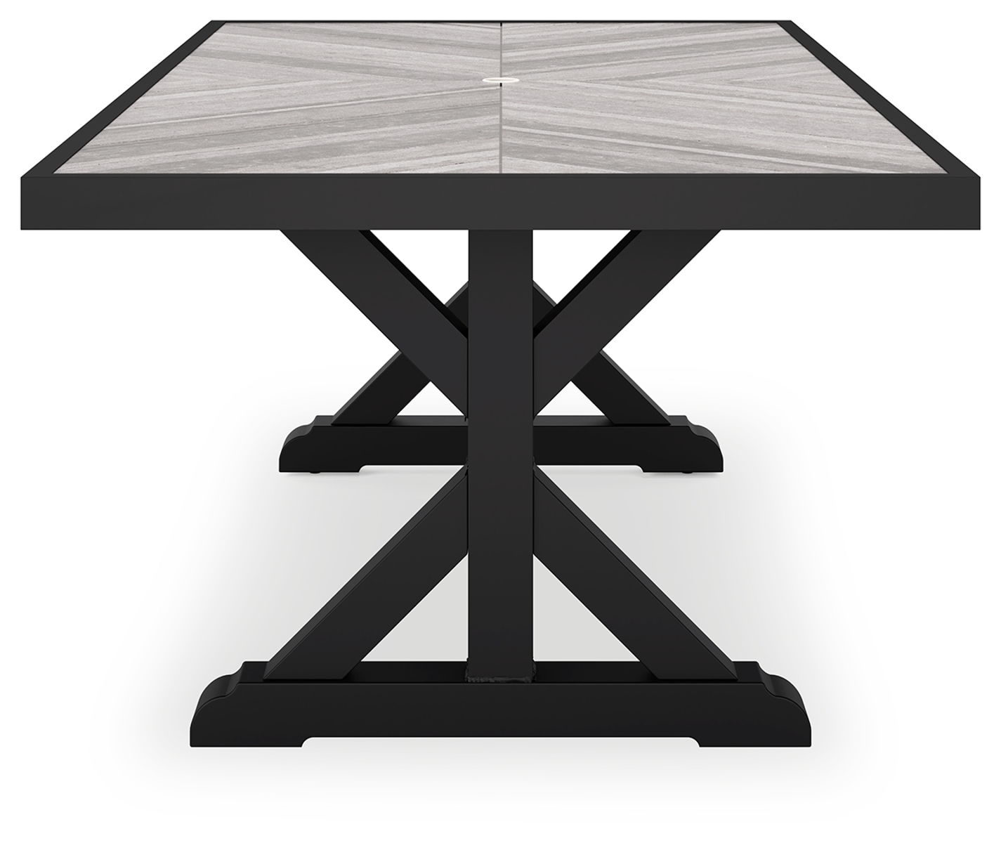 Beachcroft - Rectangular Dining Table With Umbrella Option - Black / Light Gray - Image 6