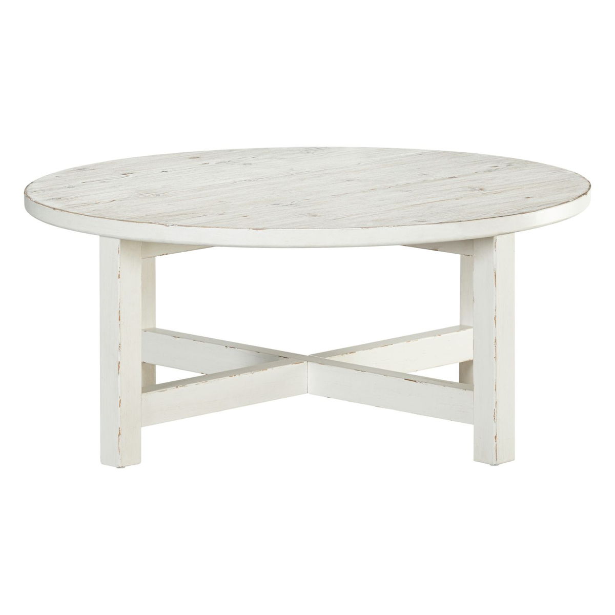 Backroads - Round Cocktail Table - Weathered White & Parchment Brown - Image 6
