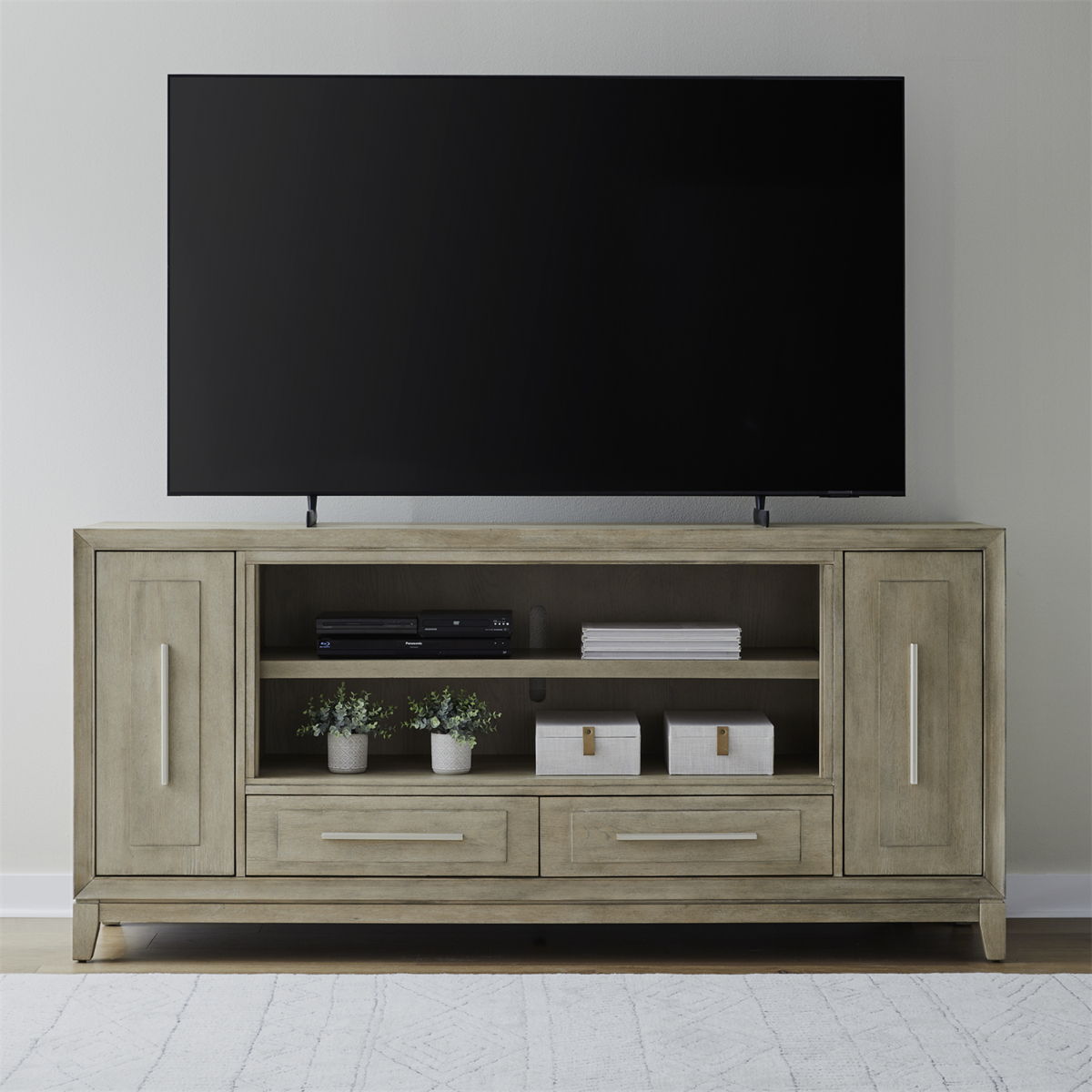Fireplace TV Consoles - 80" Fireplace TV Console - Light Brown