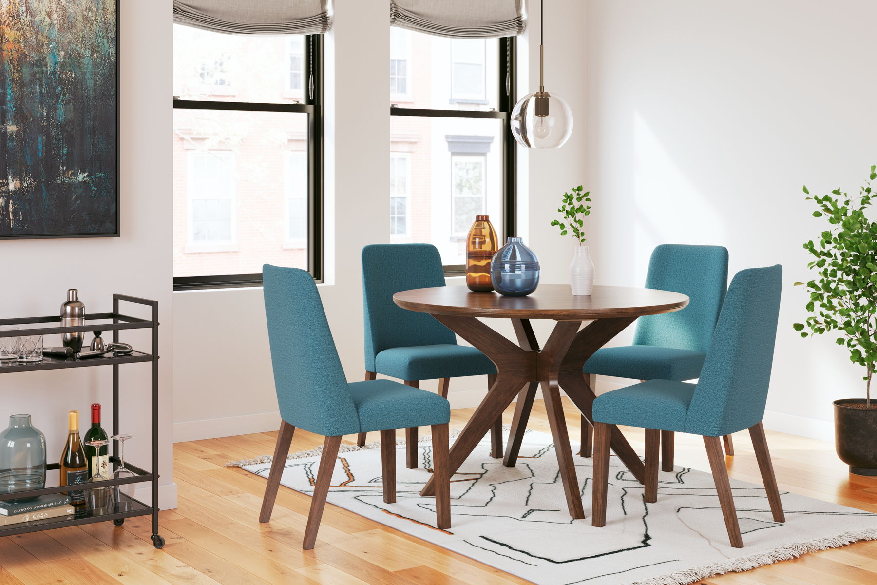 Lyncott - Dining Uph Side Chair (Set of 2) - Blue / Brown - Image 10