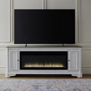 Fireplace TV Consoles - 244 82" Console With Fire FTS - White