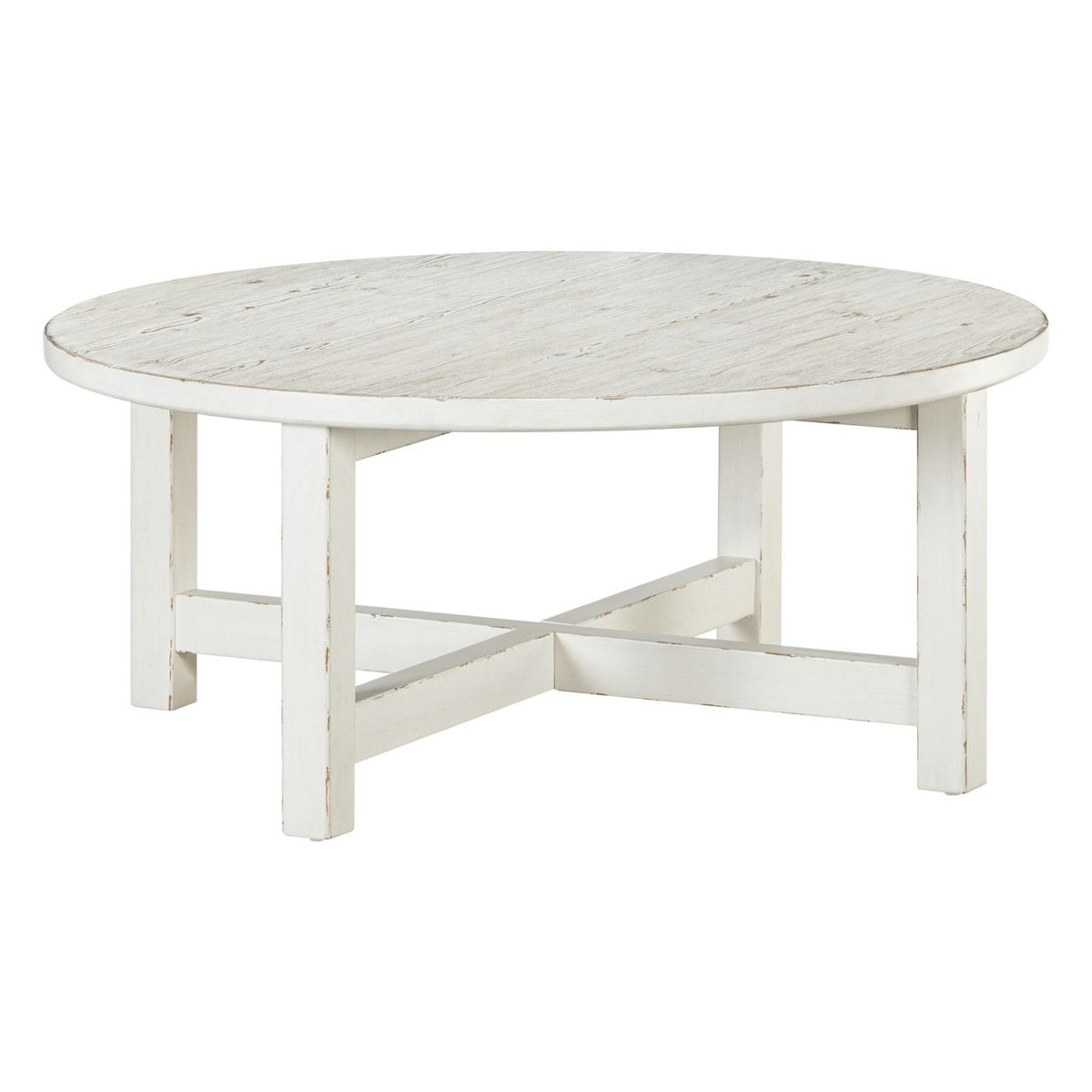 Backroads - Round Cocktail Table - Weathered White & Parchment Brown - Image 3