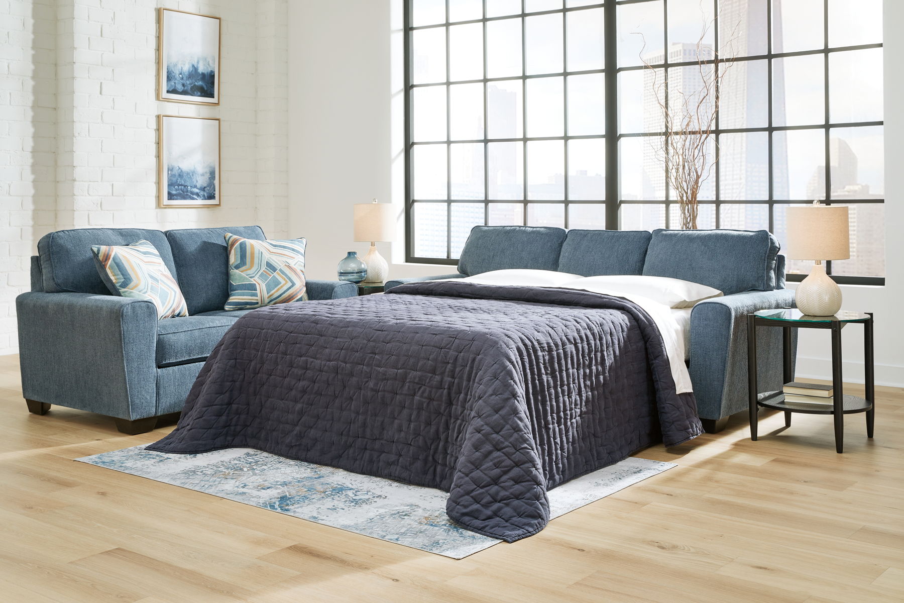 Cashton - Queen Sofa Sleeper - Blue - Image 2