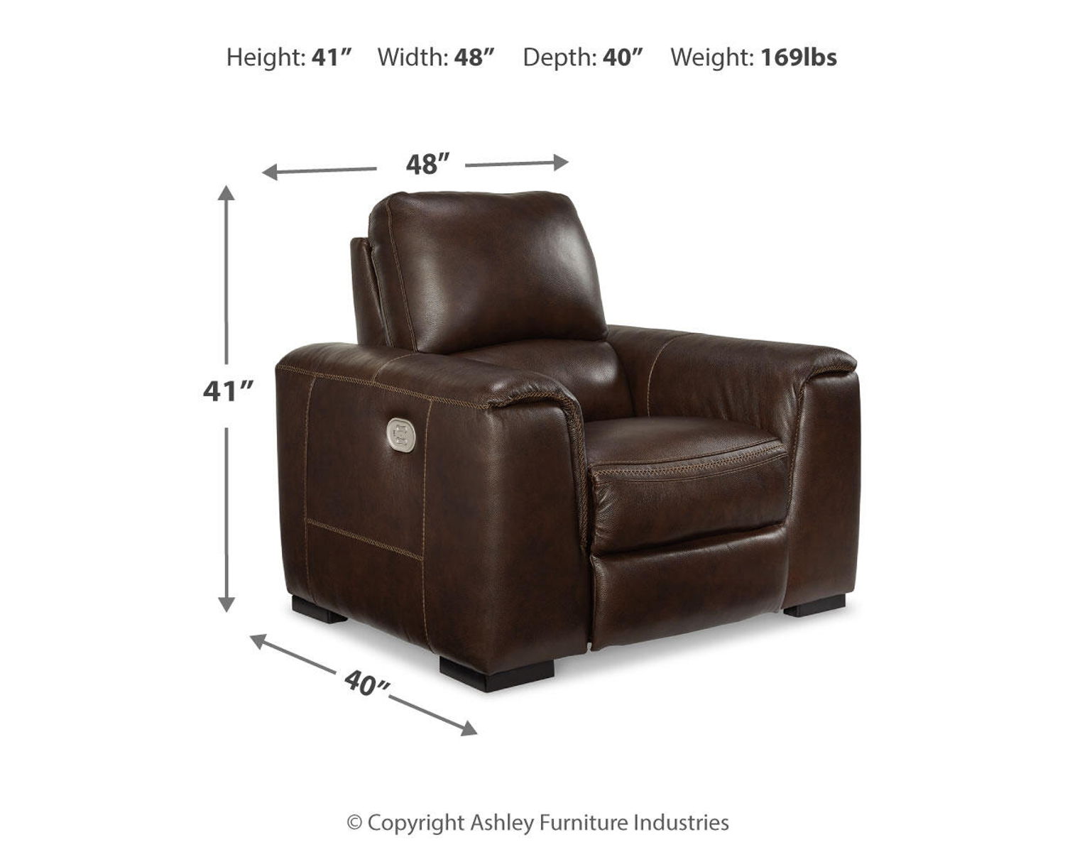 Alessandro - PWR Recliner/Adj Headrest - Walnut - Image 5