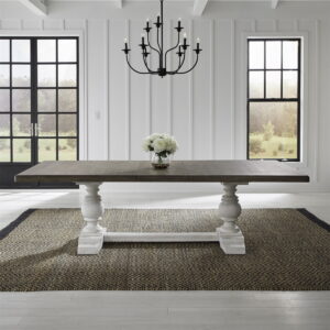 River Place - Trestle Table - Riverstone White & Tobacco