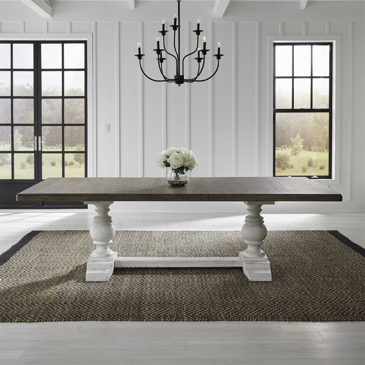 River Place - Trestle Table - Riverstone White & Tobacco
