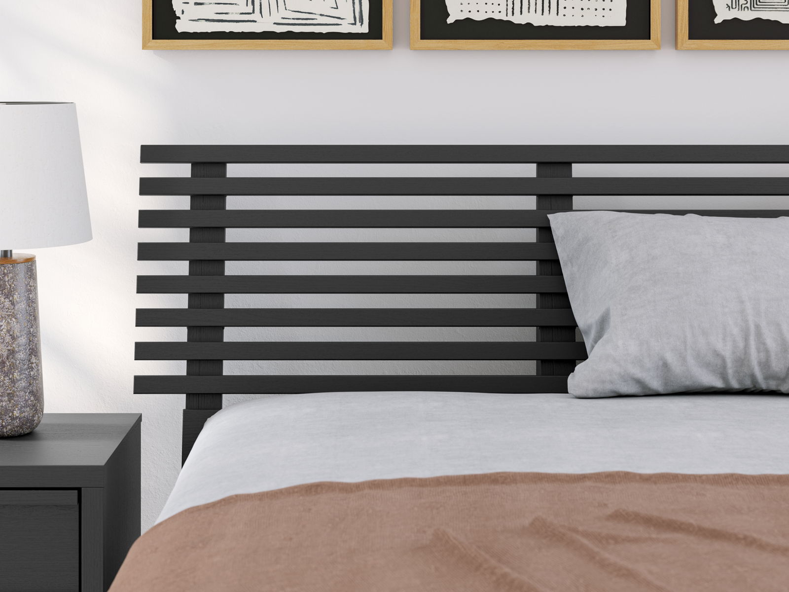 Danziar - Full Slat Headboard - Black - Image 2