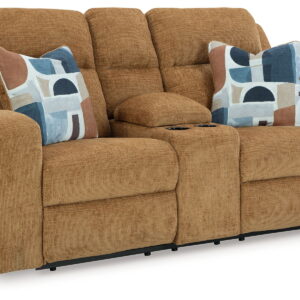 Kanlow - Dbl Reclining Loveseat With Console - Honey