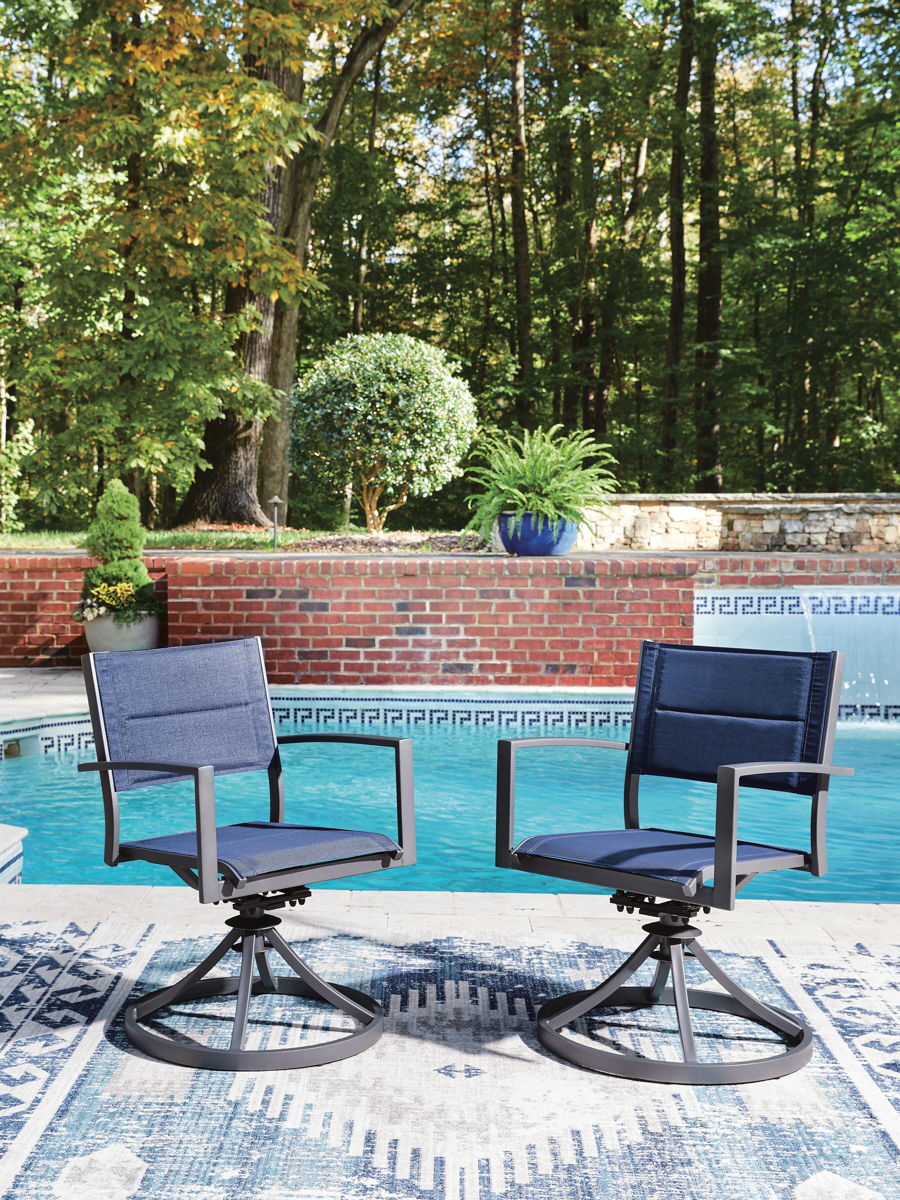 Rocky Creek - Sling Swivel Chair (Set of 2) - Blue / Gray - Image 4