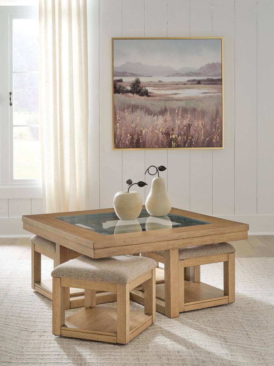 Wittenmyer - Cocktail Table With 4 Stools (Set of 5) - Natural / Black - Image 7