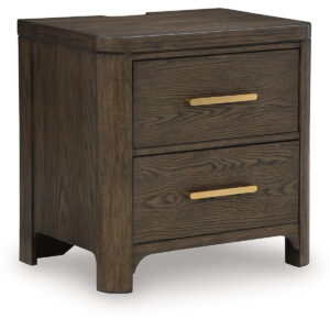 Radkin - Two Drawer Night Stand - Burnished Brown