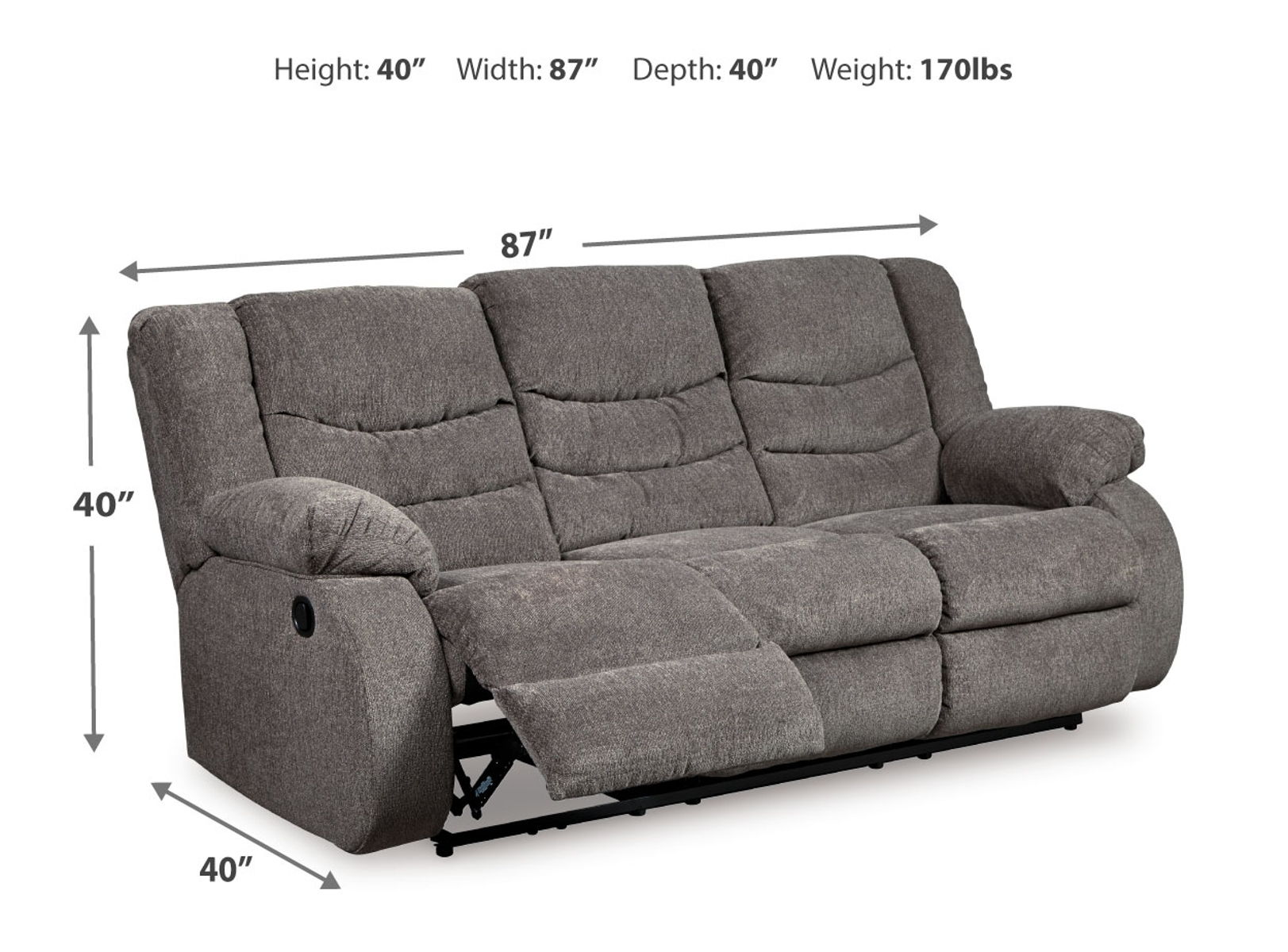 Tulen - Reclining Sofa - Gray - Image 4
