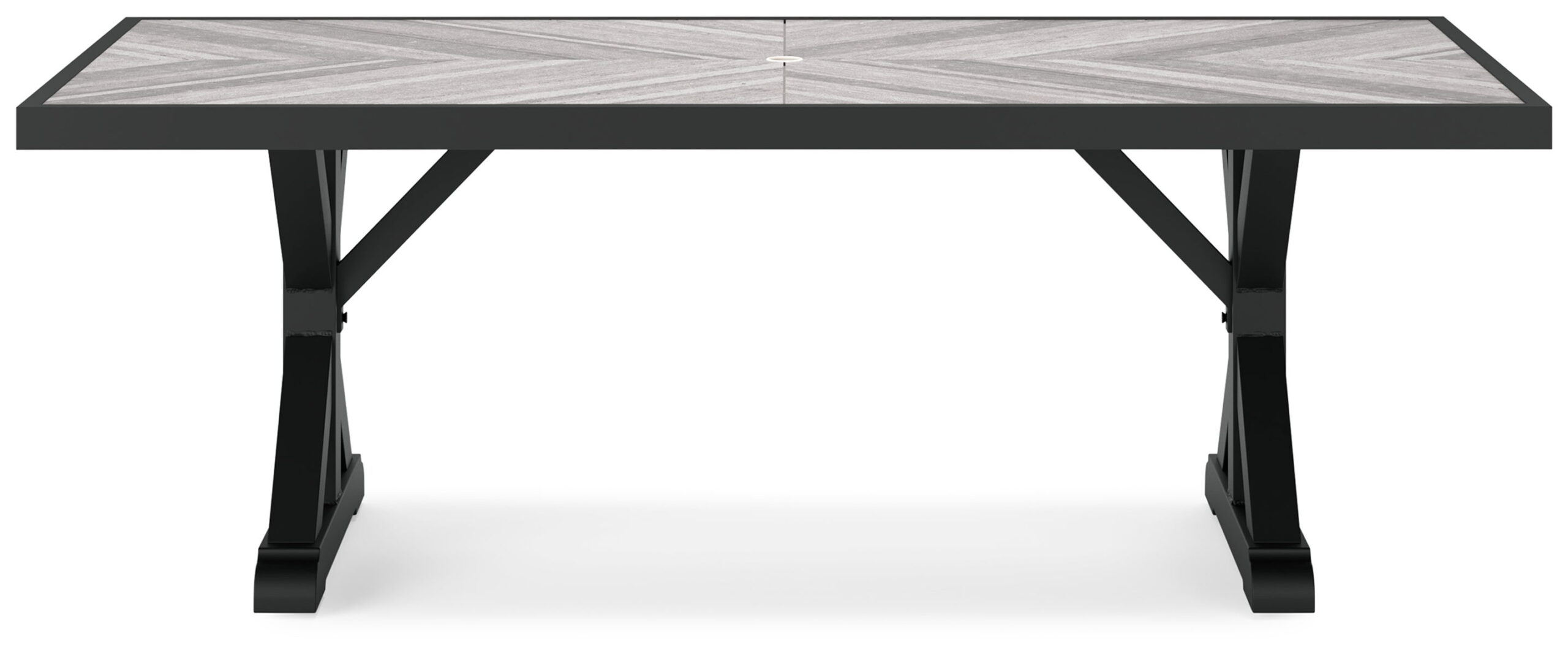 Beachcroft - Rectangular Dining Table With Umbrella Option - Black / Light Gray - Image 11