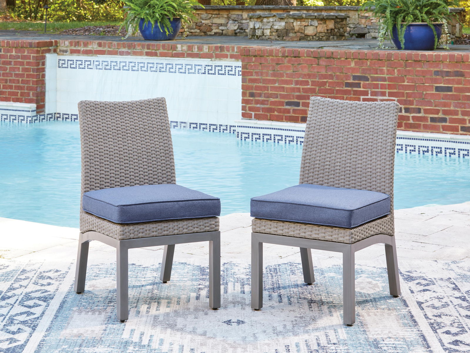 Half Moon Beach - Side Chair With Cushion (Set of 2) - Blue / Gray - Image 8
