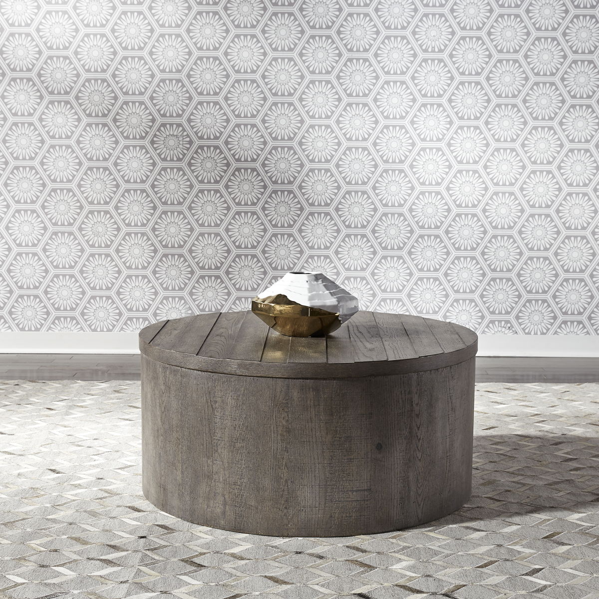 Modern Farmhouse - Drum Cocktail Table - Dusty Charcoal - Image 6