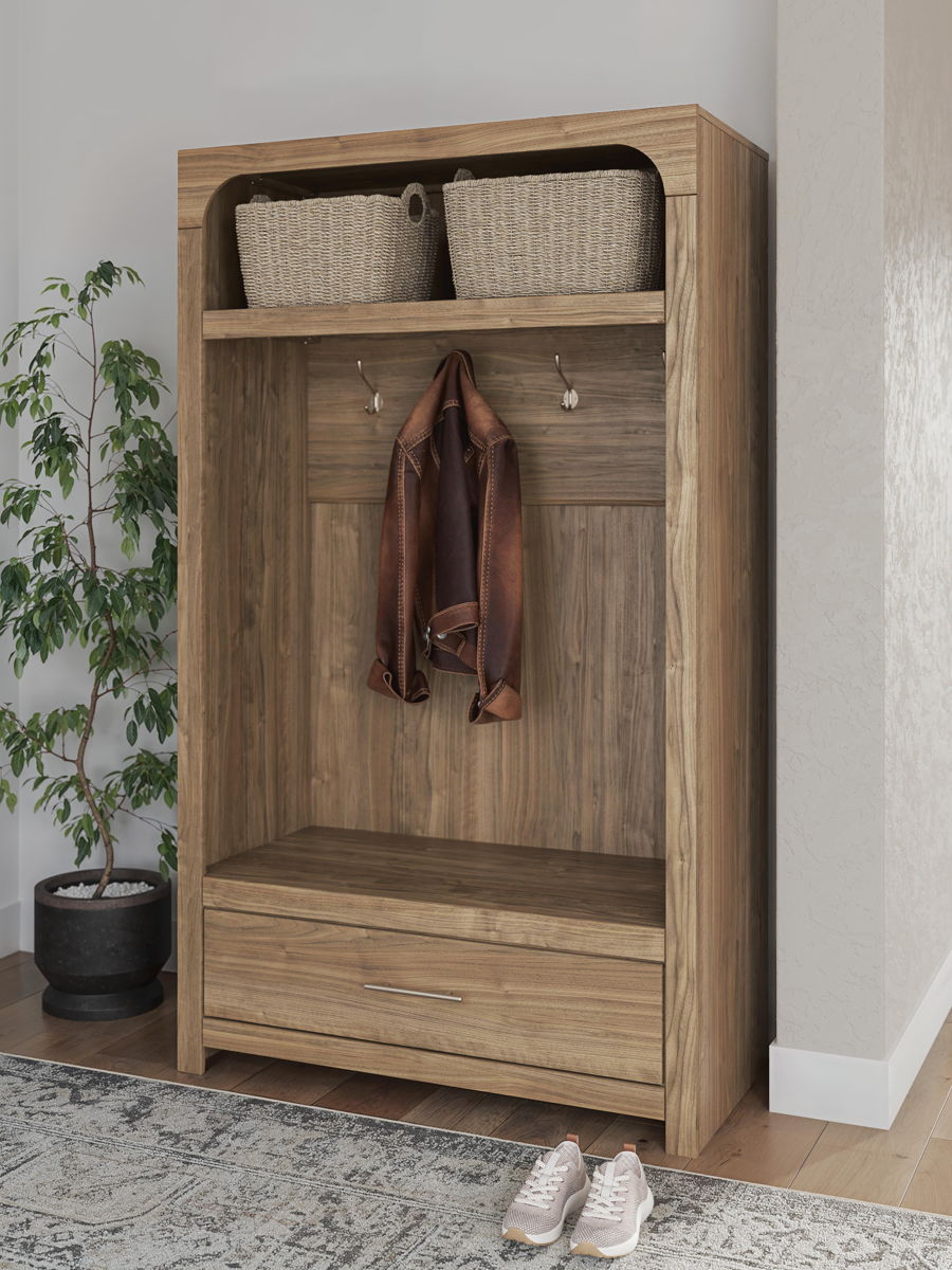 Dovander - Hall Tree With Storage Bench - Brown - Image 9