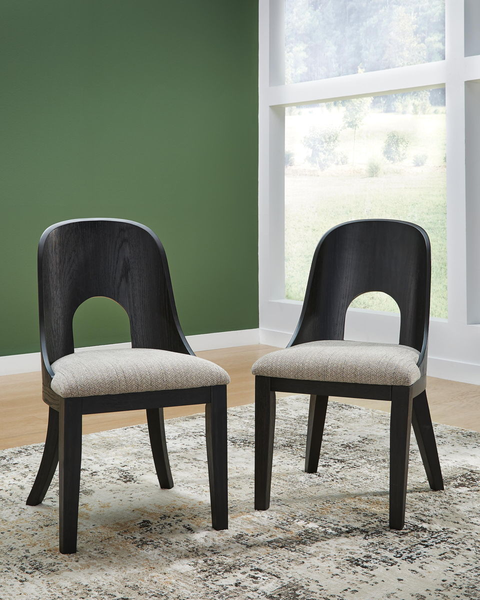 Rowanbeck - Dining Upholstered Side Chair (Set of 2) - Gray / Black - Image 9