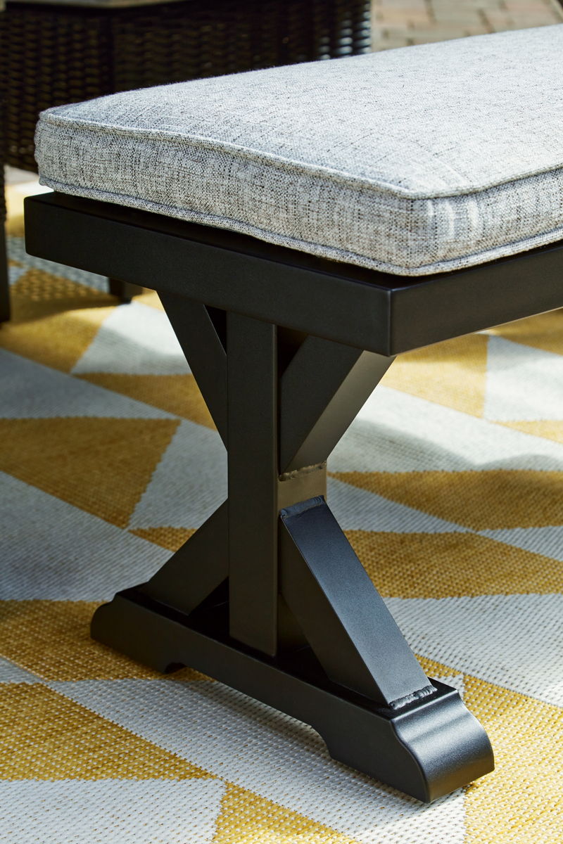 Beachcroft - Bench With Cushion - Black / Light Gray - Image 9