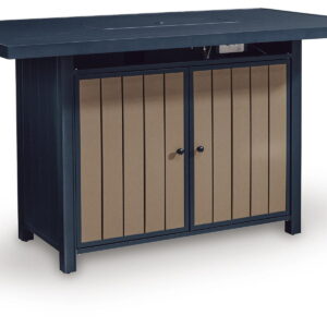 East Beach - Rectangular Bar Table With Fire Pit - Blue