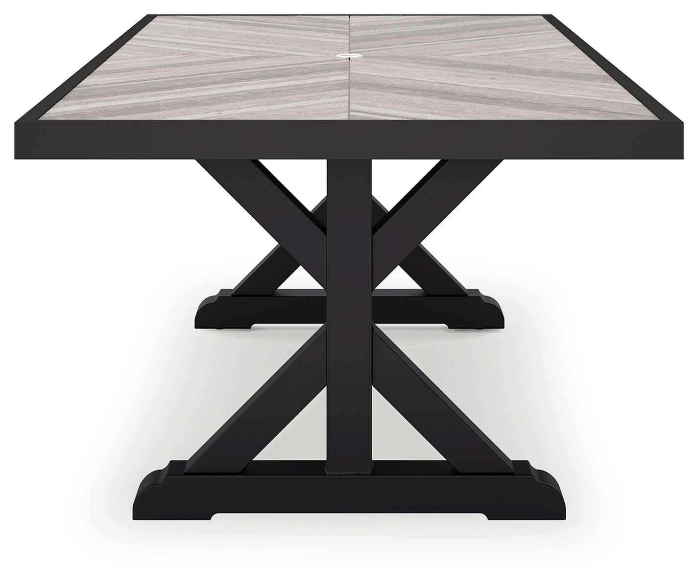 Beachcroft - Rectangular Dining Table With Umbrella Option - Black / Light Gray - Image 10