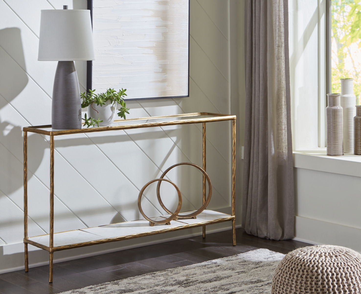 Ryandale - Console Sofa Table - Antique Brass Finish - Image 3