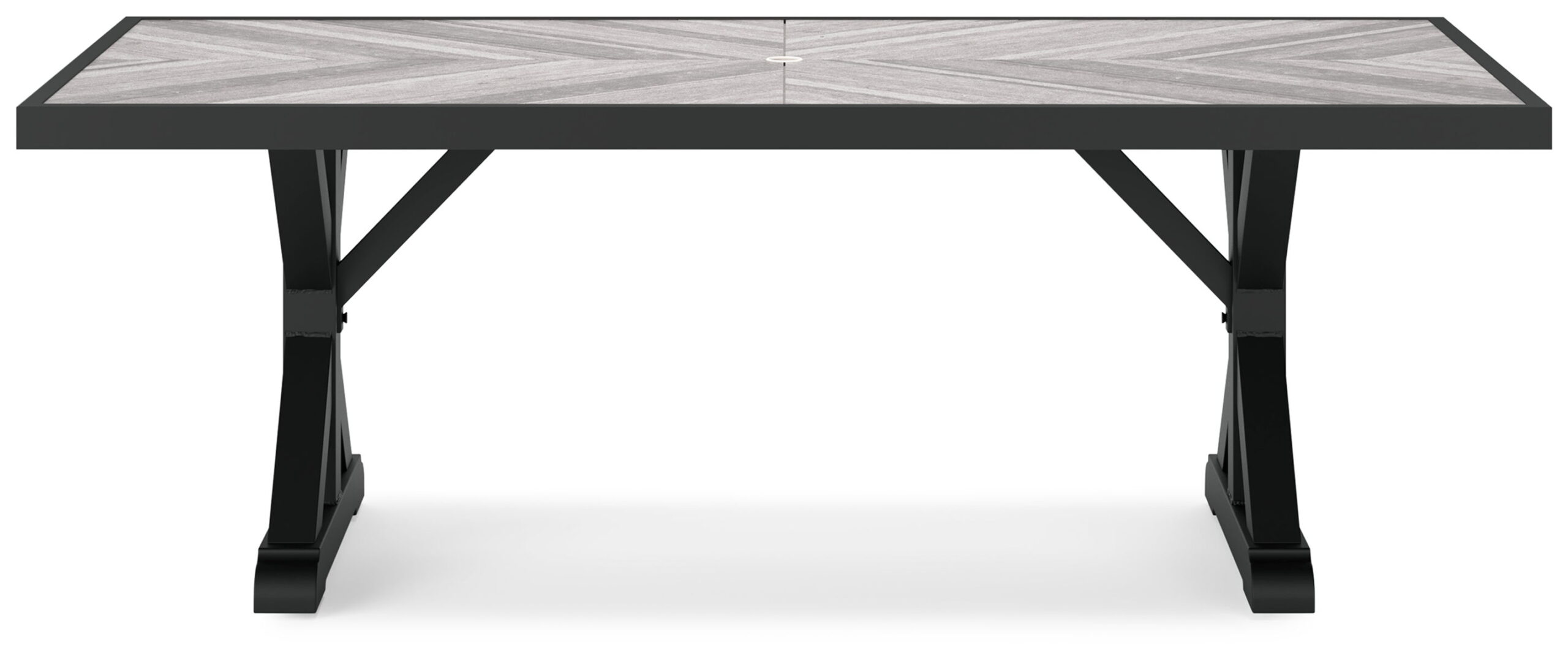 Beachcroft - Rectangular Dining Table With Umbrella Option - Black / Light Gray - Image 9