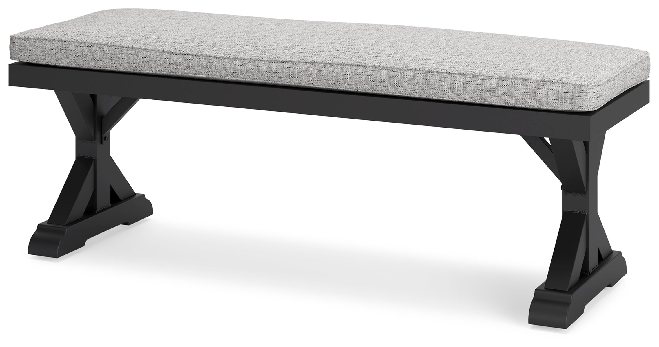 Beachcroft - Bench With Cushion - Black / Light Gray - Image 2