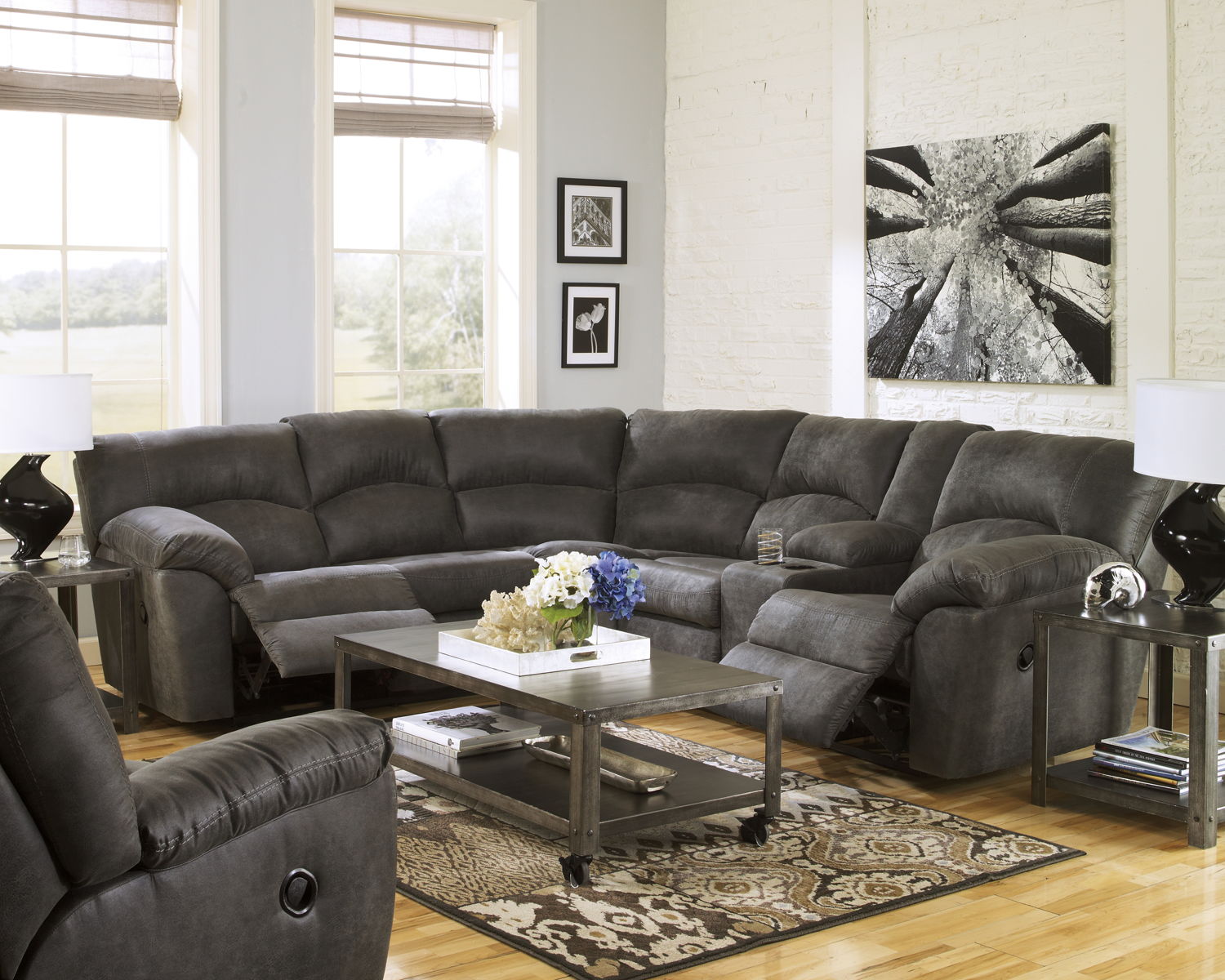 Tambo - Right Arm Facing Loveseat With Console 2 Pc Sectional - Pewter - Image 7