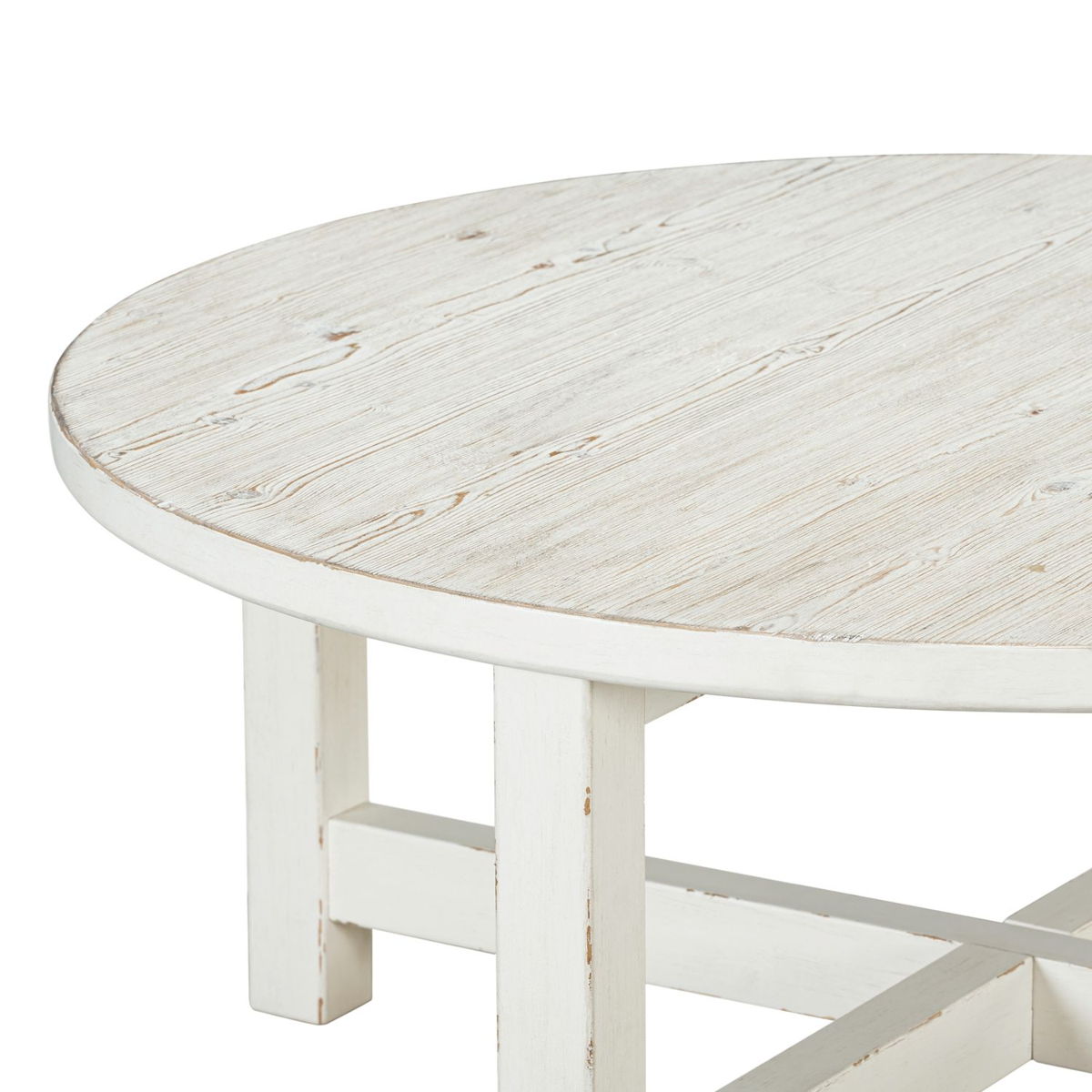 Backroads - Round Cocktail Table - Weathered White & Parchment Brown - Image 5