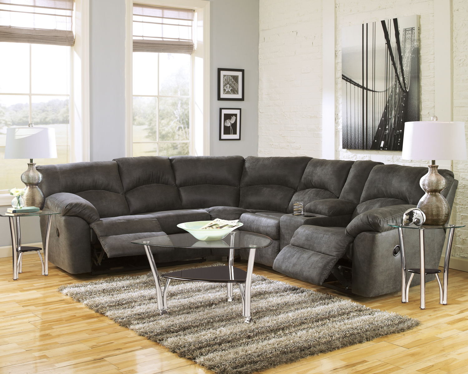 Tambo - Right Arm Facing Loveseat With Console 2 Pc Sectional - Pewter - Image 6