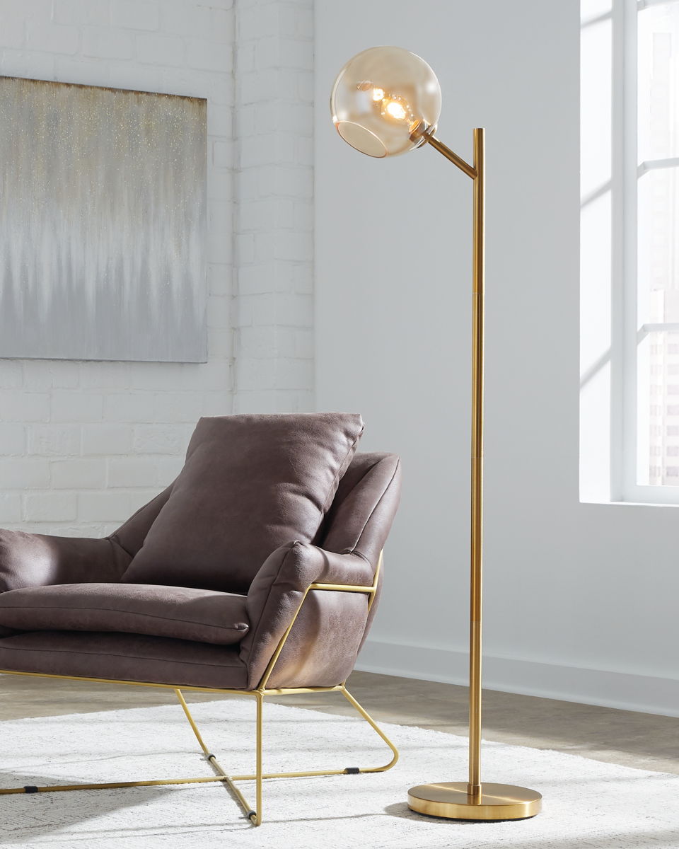 Abanson - Metal Floor Lamp - Amber / Gold Finish - Image 3