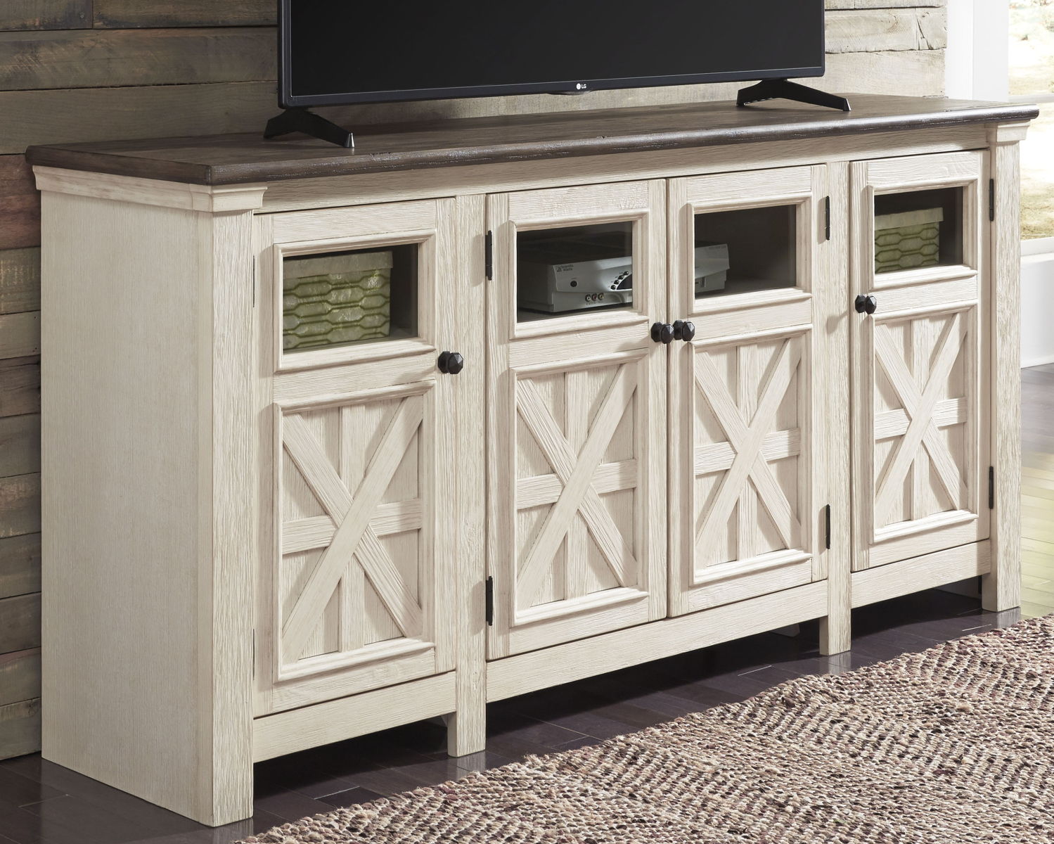 Bolanburg - Extra Large TV Stand - White / Brown / Beige - Image 4