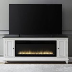 Fireplace TV Consoles - 417 80" Console With Fire FTS - White