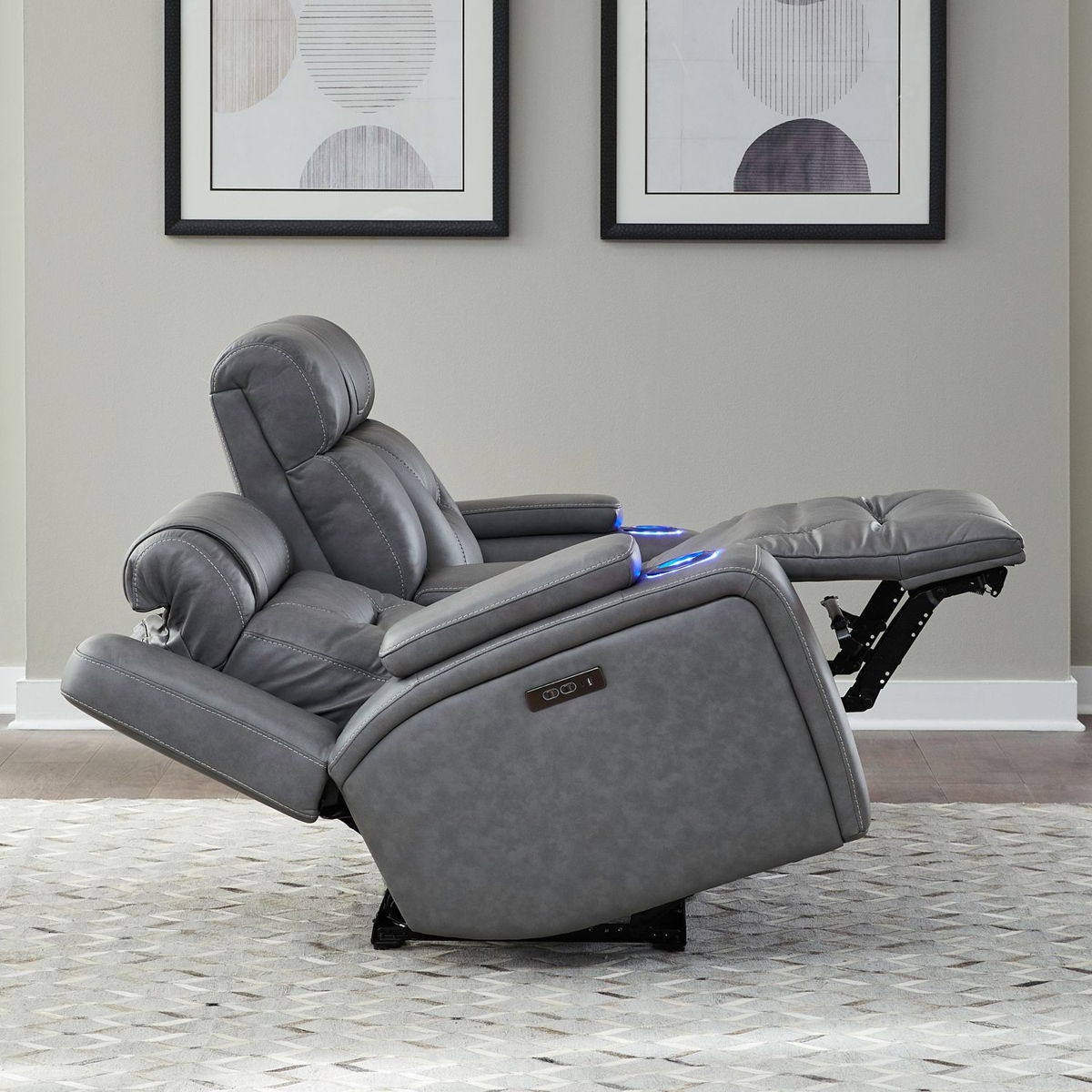 Chapman - Loveseat With Console P2 & ZG - Aline Blue Gray - Image 3