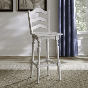 Magnolia Manor - Ladderback Swivel Bar Stool - Antique White
