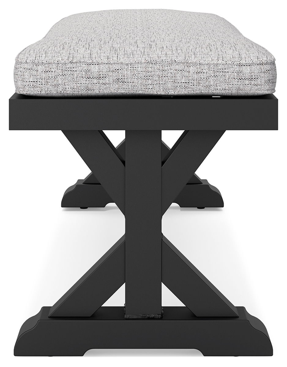 Beachcroft - Bench With Cushion - Black / Light Gray - Image 4
