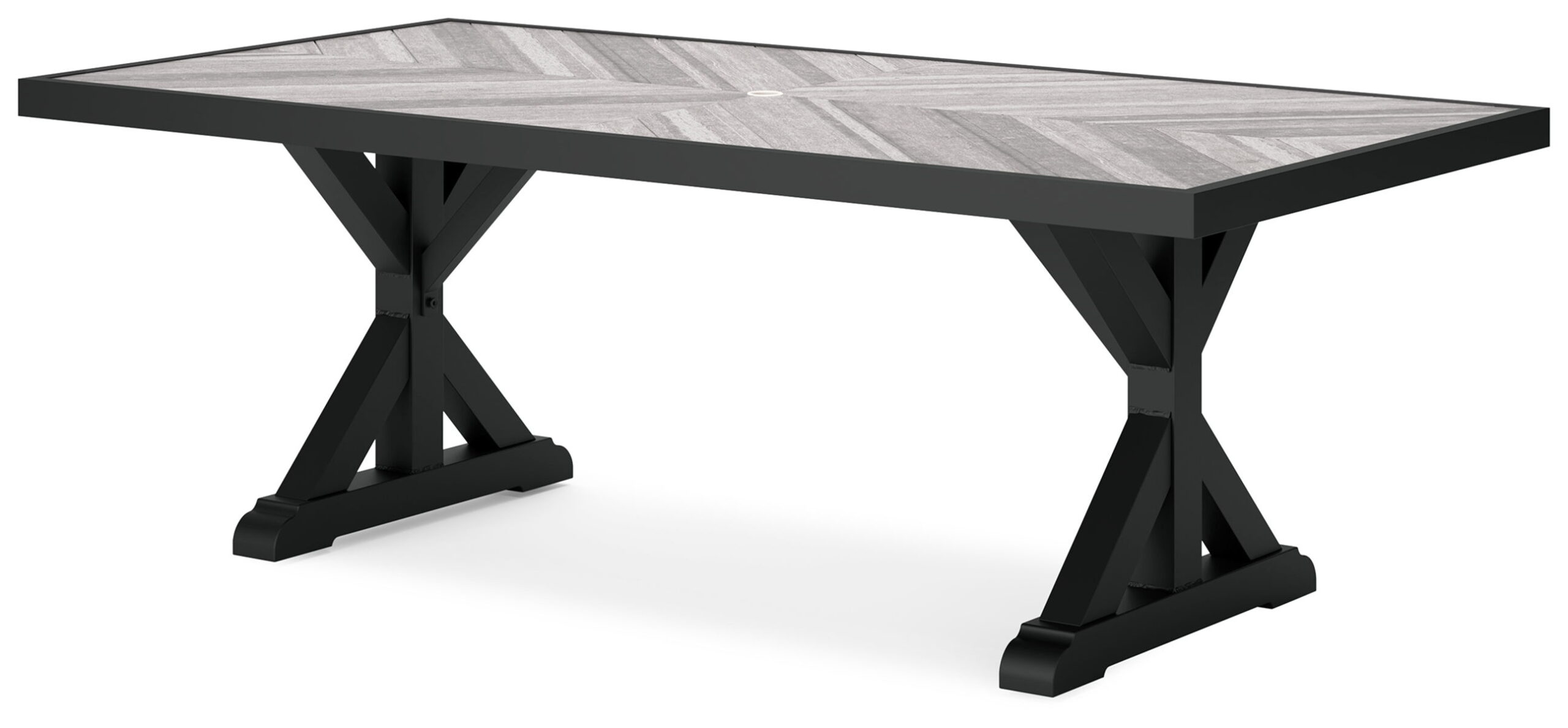 Beachcroft - Rectangular Dining Table With Umbrella Option - Black / Light Gray - Image 4